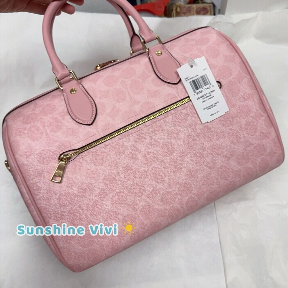 NWT Coach Rowan Large Satchel Bag In Signature Canvas CAO77 /powder pink - Picture 5 of 10